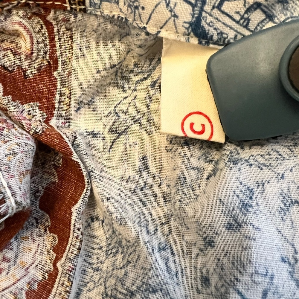 Vintage Pleetway Balloon Seat Pajama Brown Paisley Blue Toile Set Size C Large - Picture 3 of 8